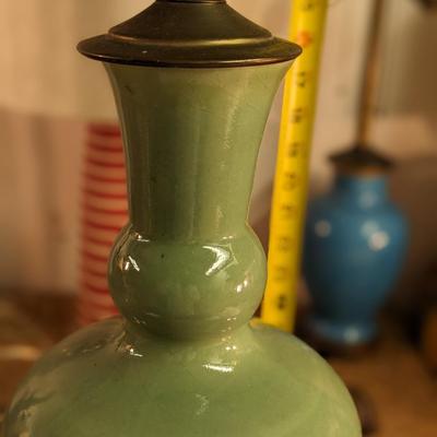 MCM Ceramic Celadon Gourd Lamp