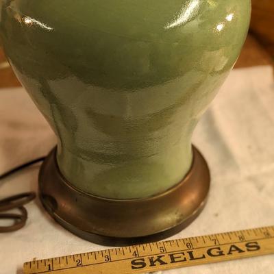 MCM Ceramic Celadon Gourd Lamp
