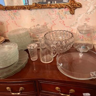 Large Vintage Cut Etched Glass Crystal Lot