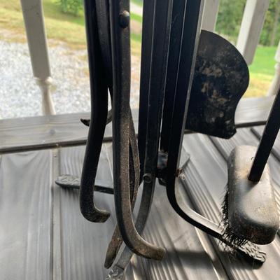 Pilgrim Hearth Log Holder with Andirons (DR-HS)