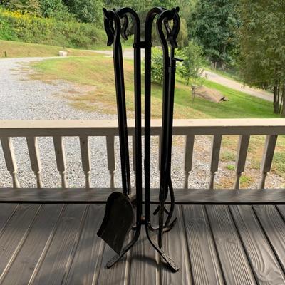 Pilgrim Hearth Log Holder with Andirons (DR-HS)