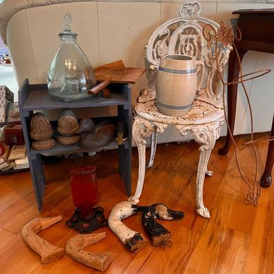 Vintage Lot Rustic Decor - Cast Iron Chair,