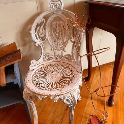 Vintage Lot Rustic Decor - Cast Iron Chair,