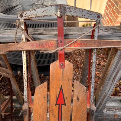 2 Antique Sleds, Ice Skates Lot