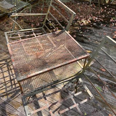Vintage Wrought Iron Double Seat Table One Piece