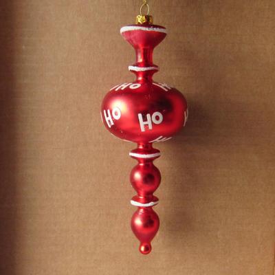 Lot 627:  Two Long Red HoHoHo Christmas Ornaments