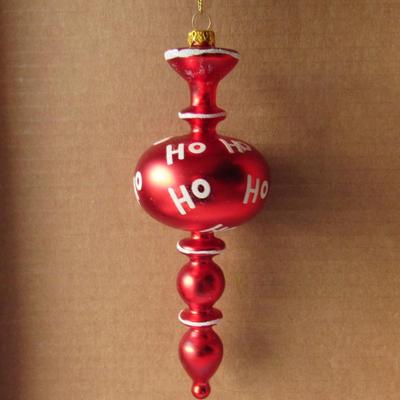 Lot 627:  Two Long Red HoHoHo Christmas Ornaments