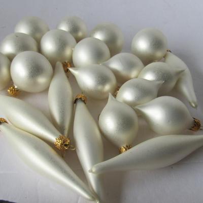 Lot 628:  Lot of Small White Glass Christmas Ornaments
