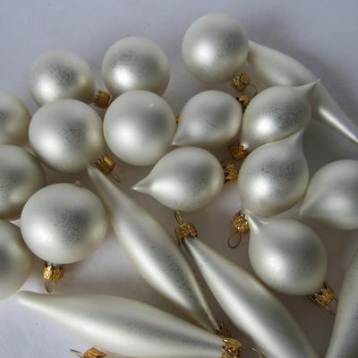 Lot 628:  Lot of Small White Glass Christmas Ornaments