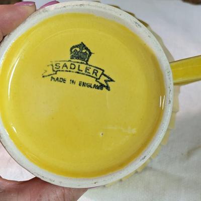 Vintage Sadler Yellow Floral Gold Trim Teapot