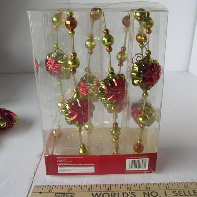 Lot 631:  Lot of Poinsettia and Bead Glass Garland, New in Box