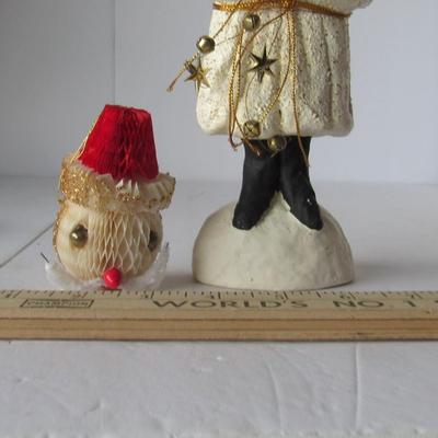 Lot 633:  Dept 56 Santa and Older Honeycomb Santa Head Ornament