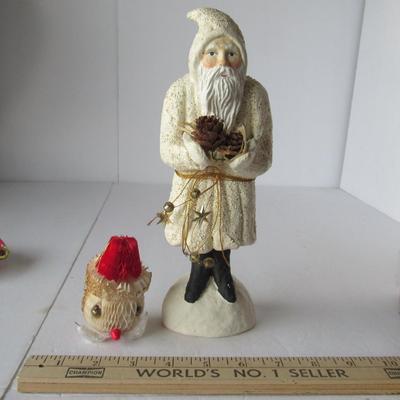Lot 633:  Dept 56 Santa and Older Honeycomb Santa Head Ornament