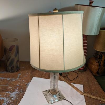 Vintage Lovely Table Lamp Clear Etched Glass Base