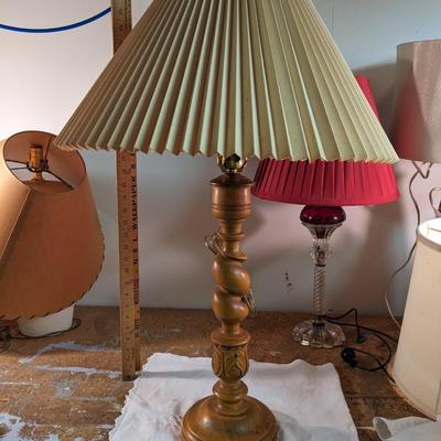 Hand Carved Wooden Table Lamp