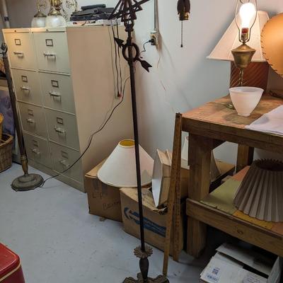 Incredible Wrought Iron Antique Floor Lamp