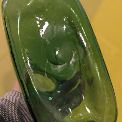 2 Blenko Emerald Green Glass Double Spout Water Bottle Carafe