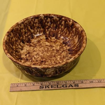 Antique Brown/Yellow Ware Spongeware Mixing Bowl