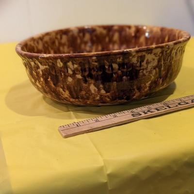 Antique Brown/Yellow Ware Spongeware Mixing Bowl