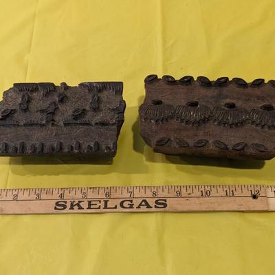 Antique Hand Carved Wood Printing Blocks
