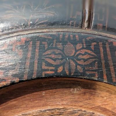 Large Wooden Hand Carved and Painted Covered Bowl