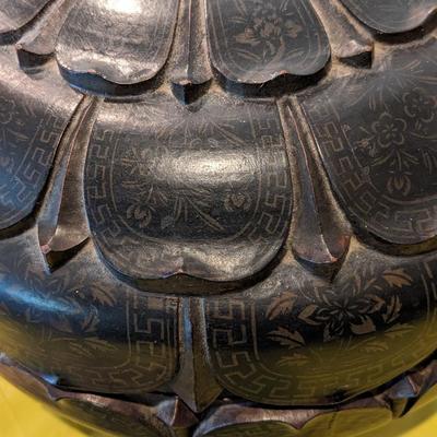 Large Wooden Hand Carved and Painted Covered Bowl