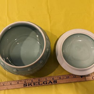 Vintage Handmade Celadon Tureen Covered Serving Bowl