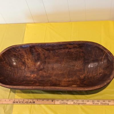Primitive Hand-Hewn Wooden Dough Bowl