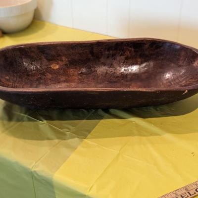 Primitive Hand-Hewn Wooden Dough Bowl