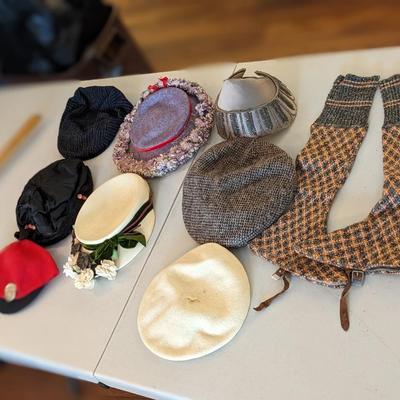 Lot of Vintage Hats and Knitted Gaiters