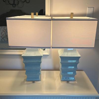 Pair of Table Lamps with Square Shades (BR2-MG)