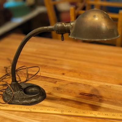 Vintage Goose Neck Cast Iron Base Table Lamp