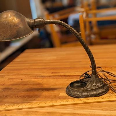 Vintage Goose Neck Cast Iron Base Table Lamp