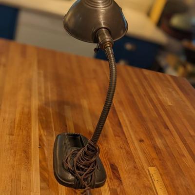 Vtg Cast Iron Goose Neck Desk Lamp