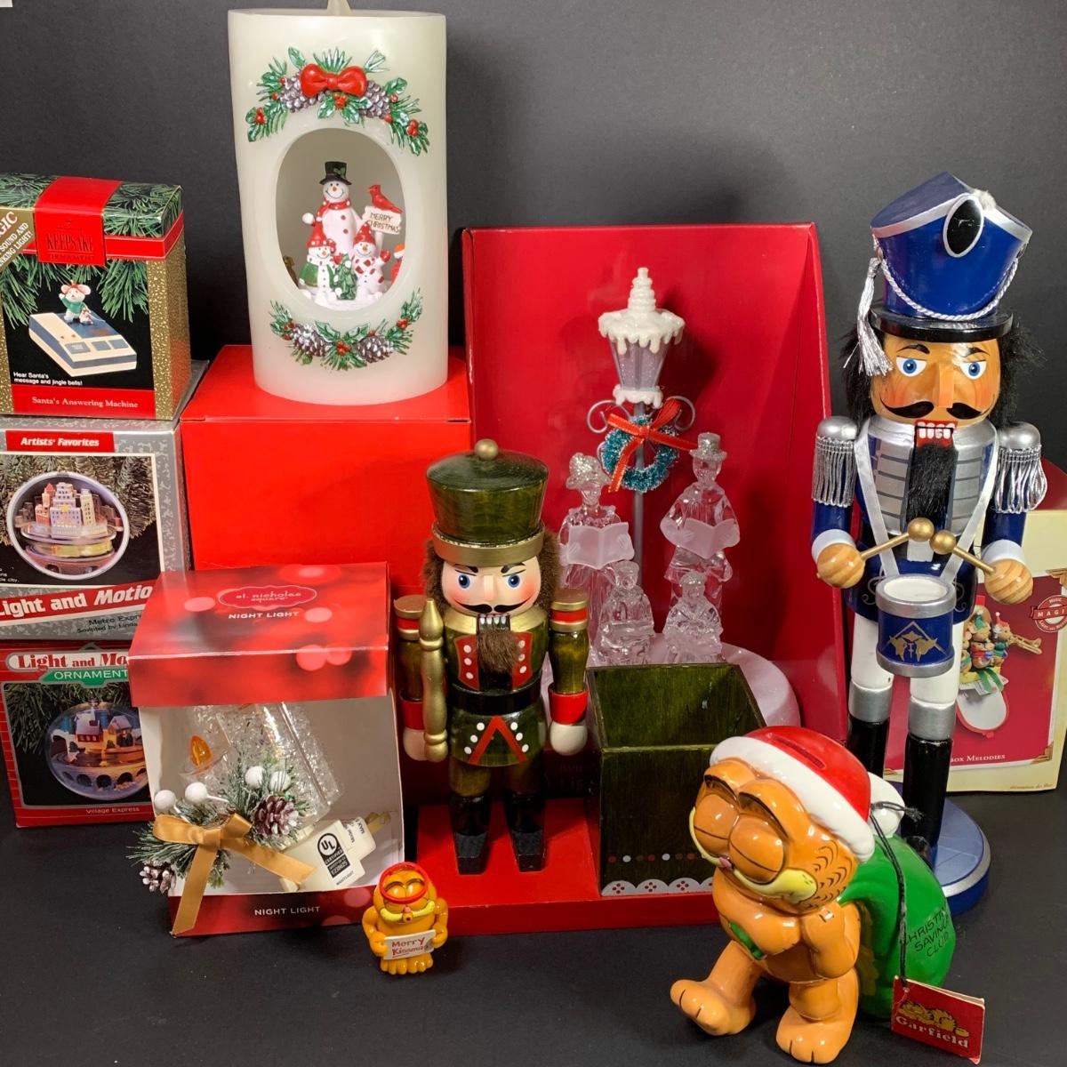 LOT 232R Christmas Holiday Decor Including Garfield Bank and Ornament