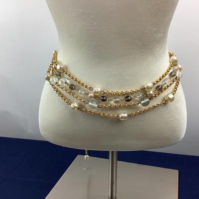 813 Gold Tone Pearl Chain Belt Lot