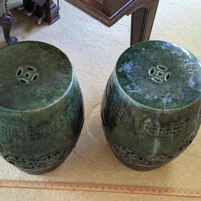 Set of 2 Vintage Chinese Garden Seats