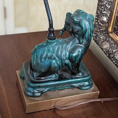 Vintage Ceramic Chinese Foo Dog Table Lamp