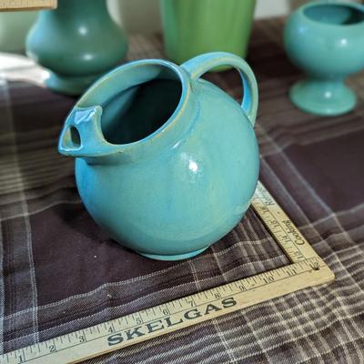 1940s Green McCoy Ball Pitcher with Ice Lip