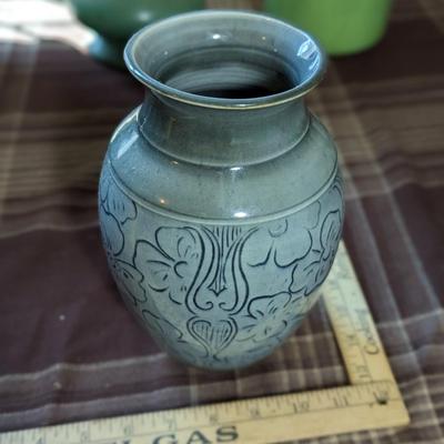 Beautiful Blue Green Studio Pottery Vase