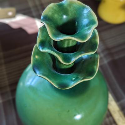 Gorgeous Vintage Green Pottery Vase
