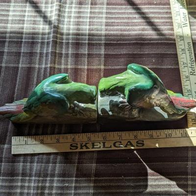 Antique Armor Bronze Clad Parrot Bookends
