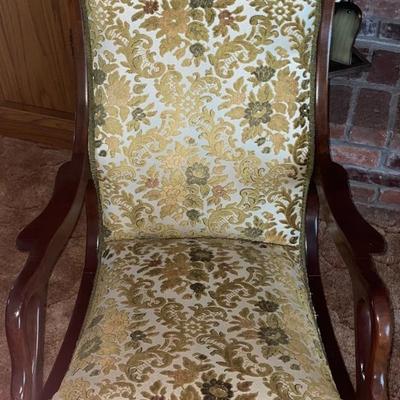 Vintage Green Floral Pattern Rocking Chair