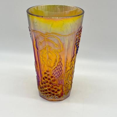 IMPERIAL INDIANA ~ Four (4) Carnival Amber Grape Iridescent Tumblers