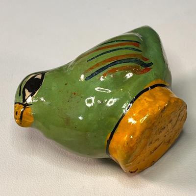 MEXICAN POTTERY SMALL PAINTED BIRD FIGURE
