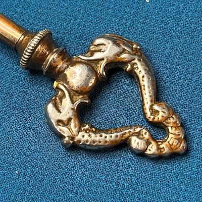 UNUSUAL SEA SERPENT COPPER SKELETON KEY w/ SILVER TONE OVERLAY