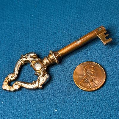 UNUSUAL SEA SERPENT COPPER SKELETON KEY w/ SILVER TONE OVERLAY