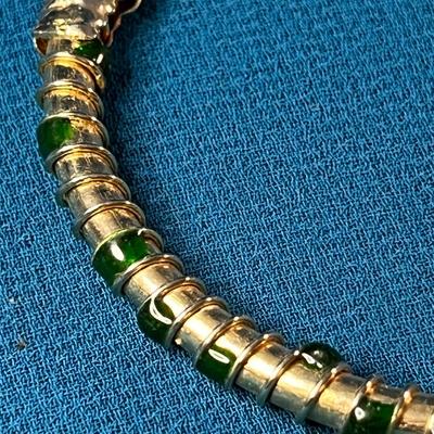 SERPENT BANGLE BRACELET GOLD TONE WITH GREEN STONE EMBELLISHMENT
