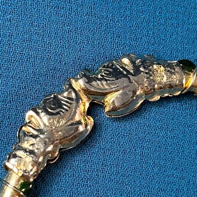 SERPENT BANGLE BRACELET GOLD TONE WITH GREEN STONE EMBELLISHMENT