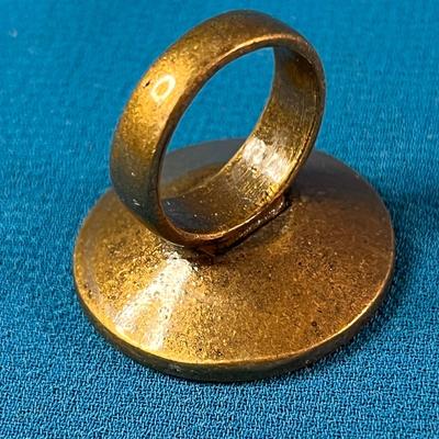 COOL ENAMELED MUSTARD COLORED ROUND BRONZE RING